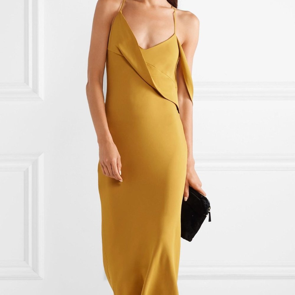 SOLD OUT Michelle Mason Open-back Draped Cady Midi Dress Marigold